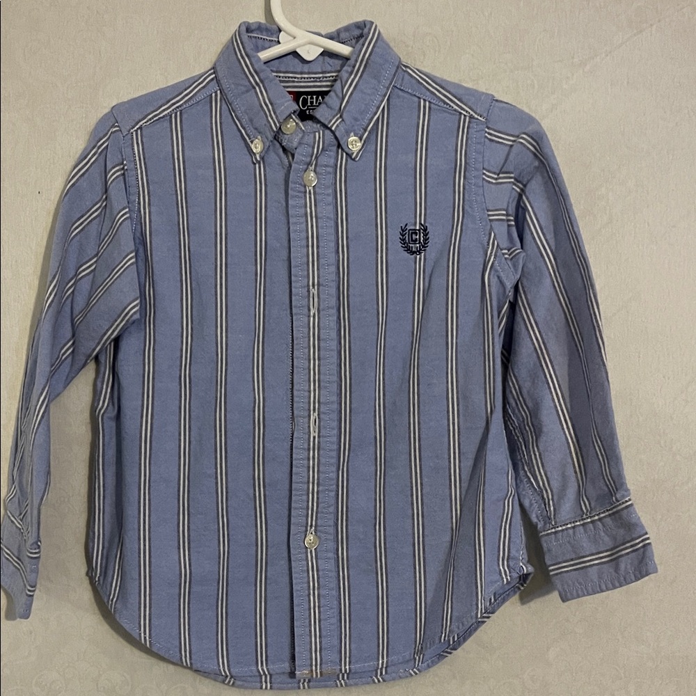 Chaps Kids Blue and White Striped Button Down Shirt